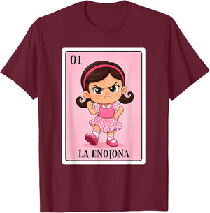 Latina La Enojona Angry Girl Chicana Mexican Bingo Card T-Shirt - T-Shirt | Maroon