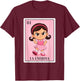 Latina La Enojona Angry Girl Chicana Mexican Bingo Card T-Shirt - T-Shirt | Maroon