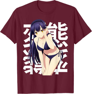 Cosplay animé Belle Fille obscène et Mignonne Kawaii Waifu Otaku T-Shirt - T-Shirt | Maroon