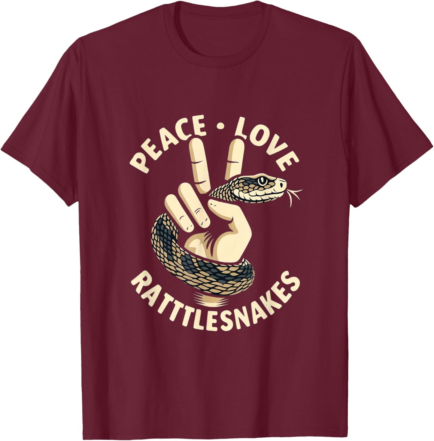 Rattlesnake Shirt Snake Herpetology Peace Love Rattlesnake T-Shirt - T-Shirt | Maroon