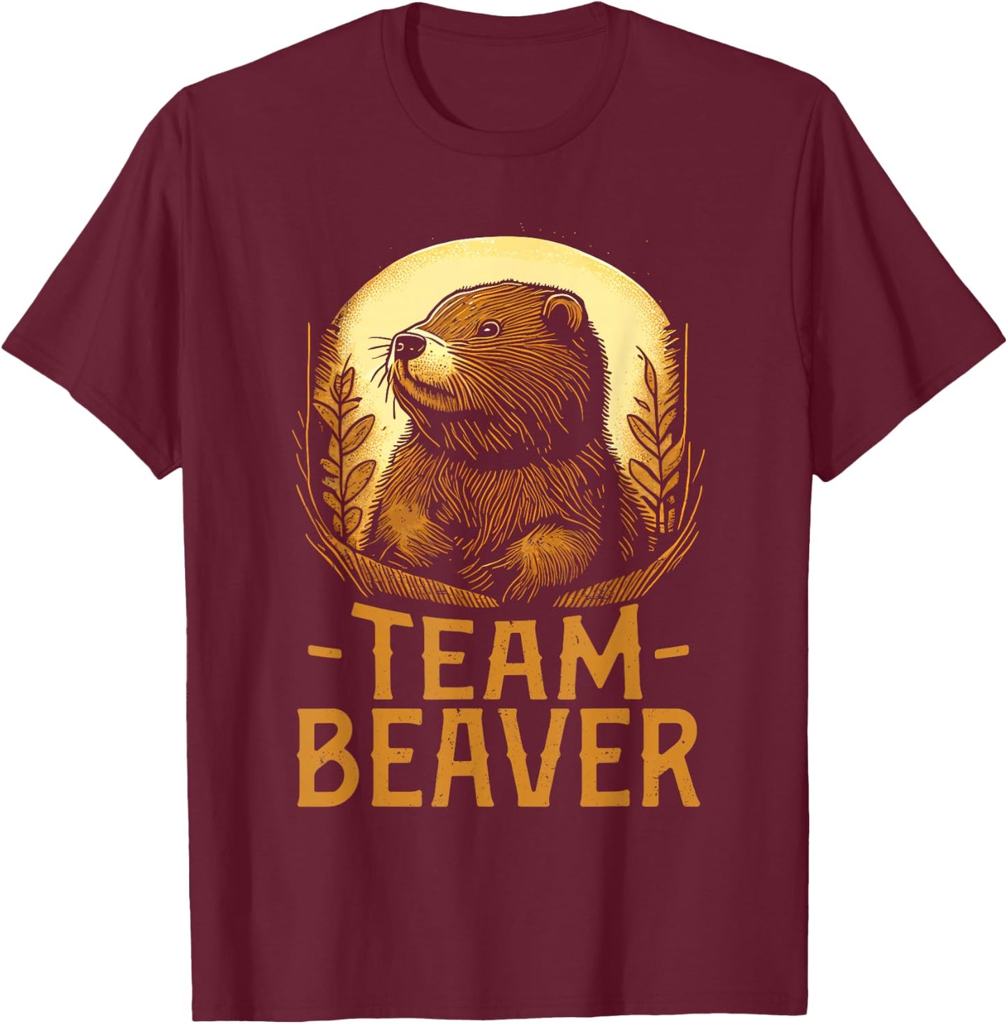 Team Beaver - Funny Cute Beaver Lover T-Shirt - T-Shirt | Maroon