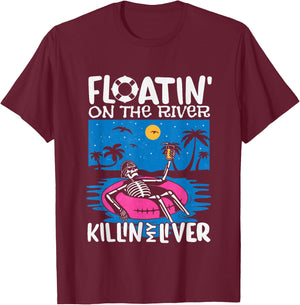 Funny Floatin on the river tubing float trip graphic T-Shirt - T-Shirt | Maroon