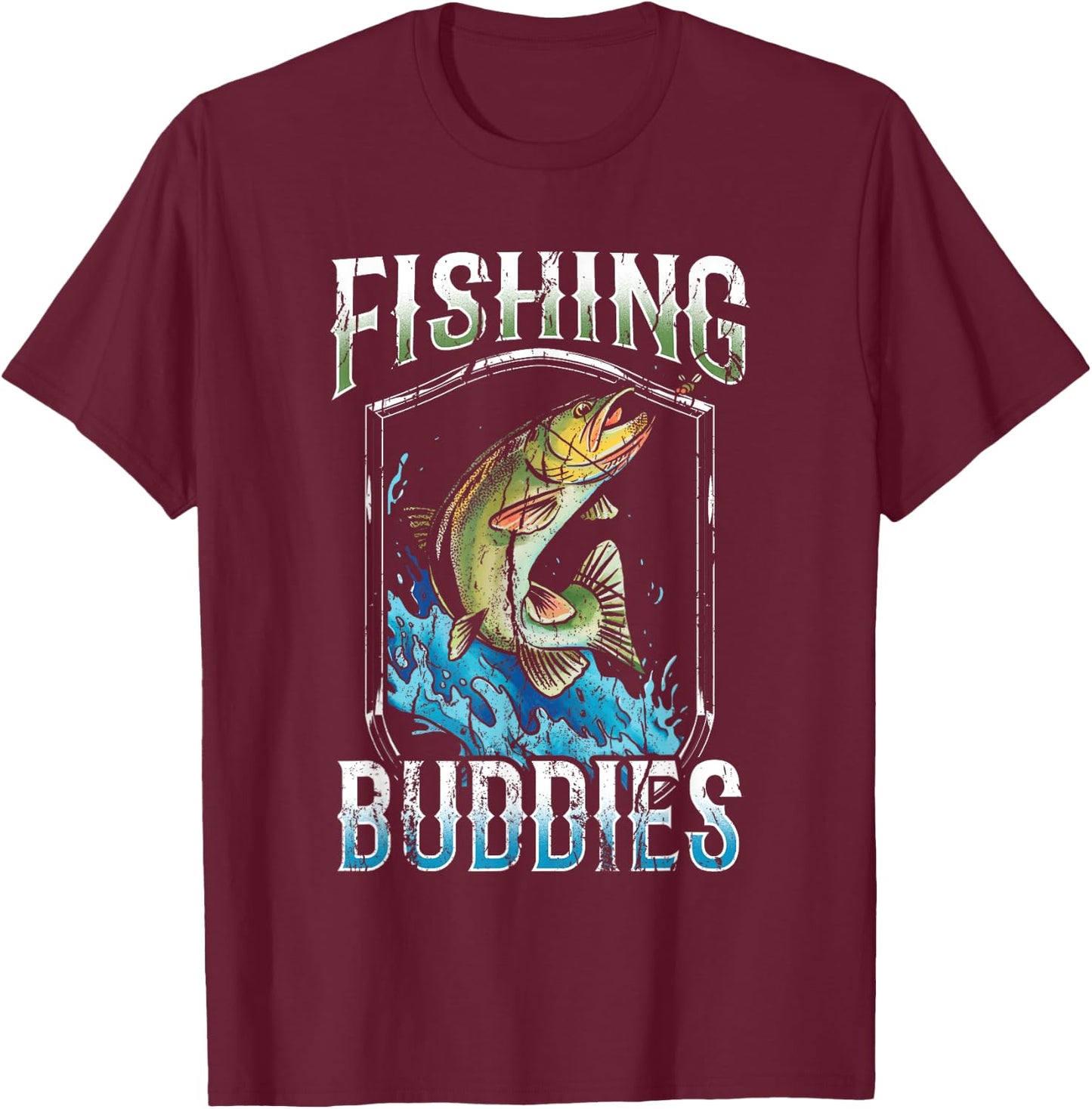 Fishing Buddies Fisher Buddy Fisherman T-Shirt - T-Shirt | Maroon