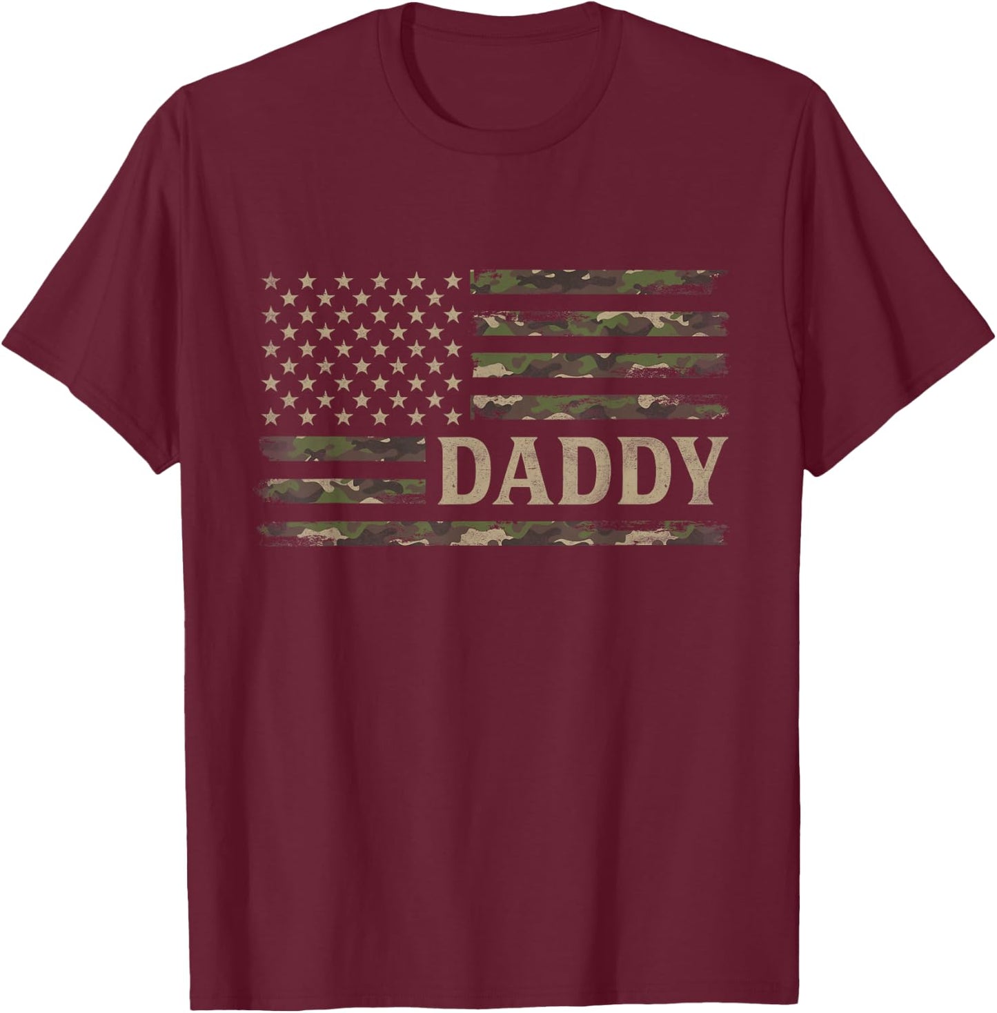 Camo Daddy Camourflage USA Flag Fathers Day Dad T-Shirt - T-Shirt | Maroon