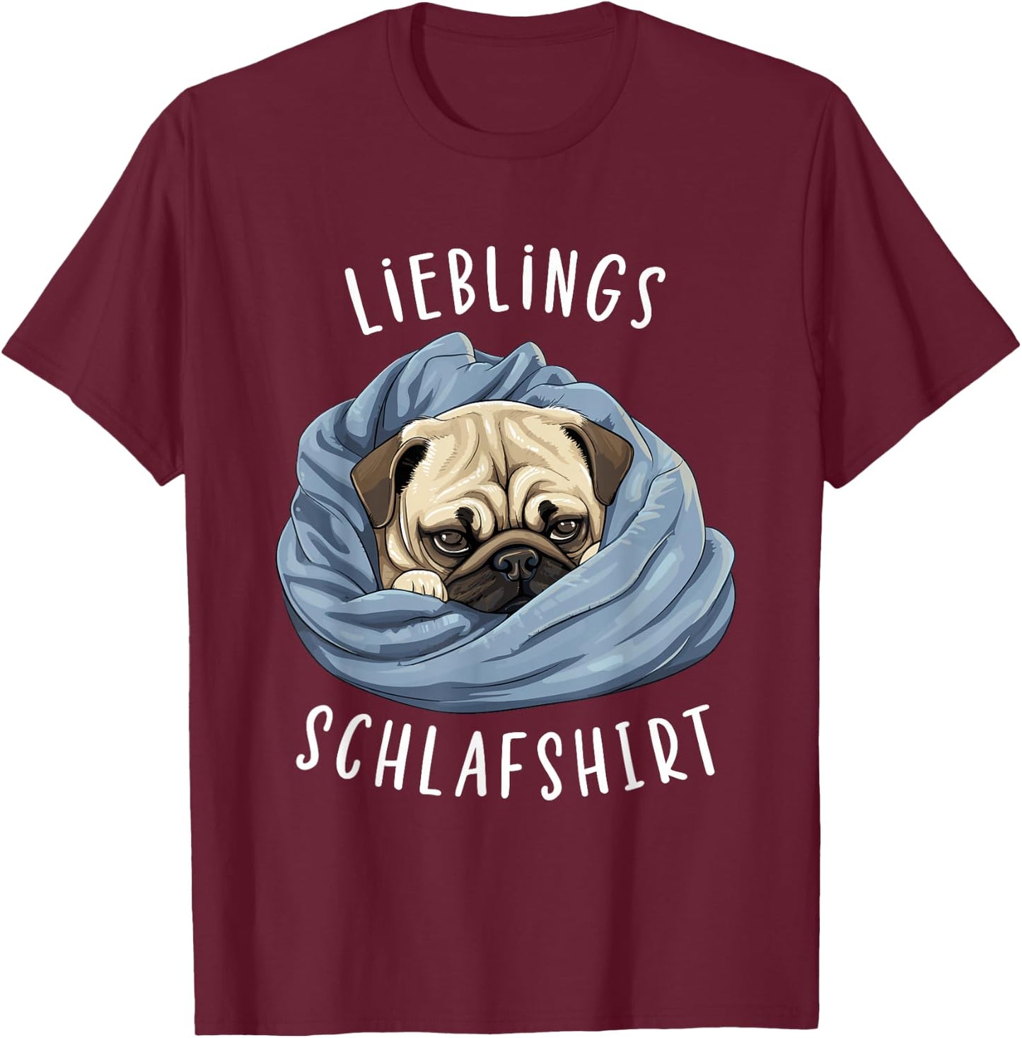 Hund Offizielles Lieblings Schlafshirt Mops T-Shirt - T-Shirt | Maroon