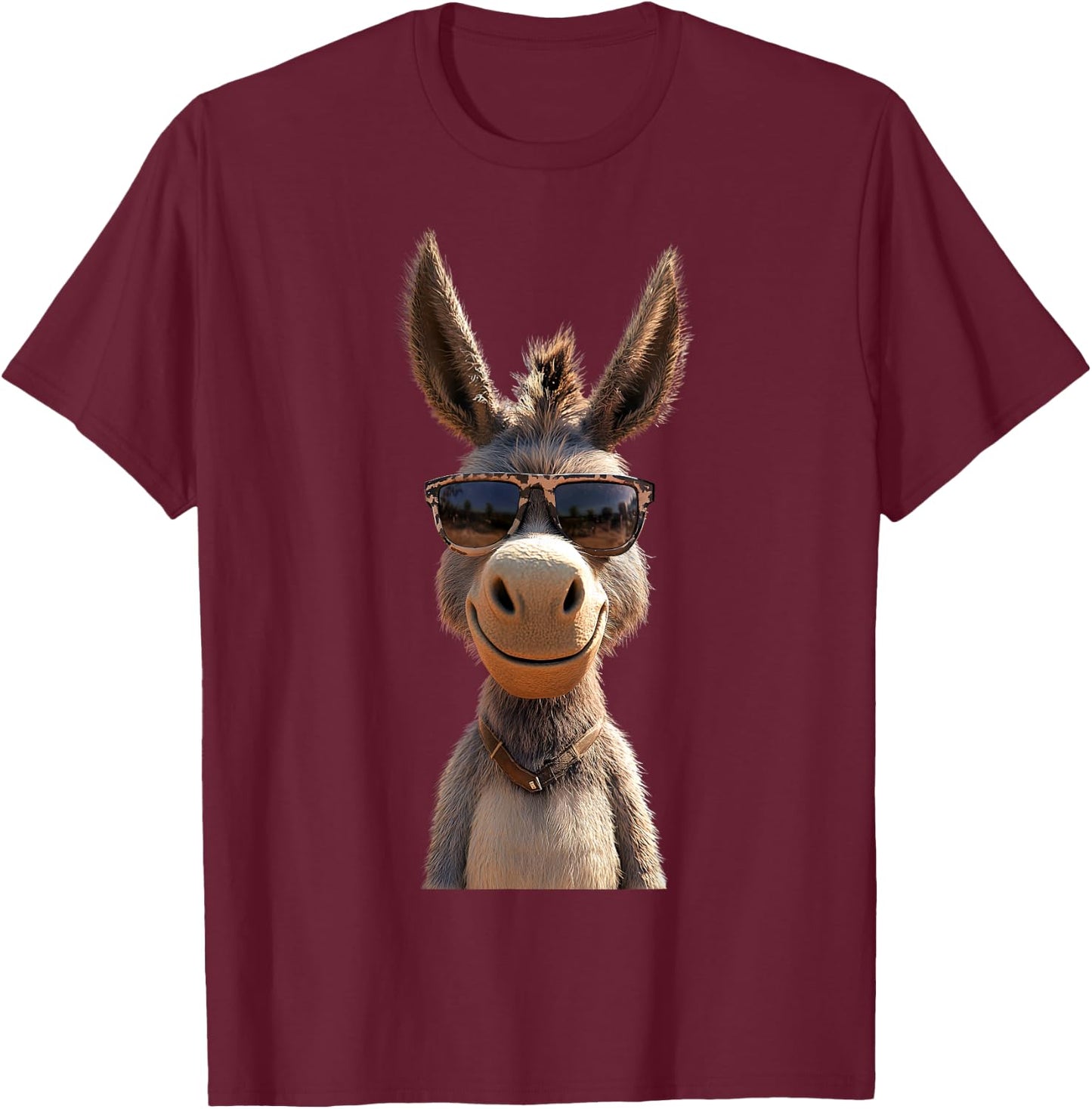 Donkey with Sunglasses Donkey Riding Cute Donkey T-Shirt - T-Shirt | Maroon