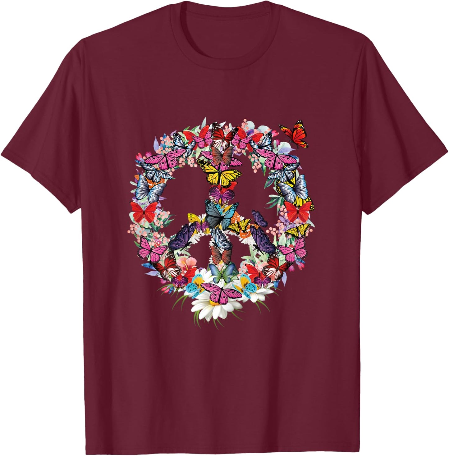 Peace , White T-Shirt - T-Shirt | Maroon