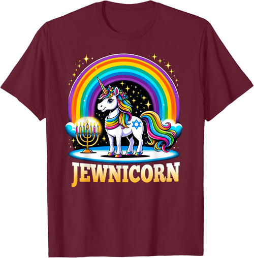 Jewnicorn Jewish Pride Unicorn Menorah Rainbow