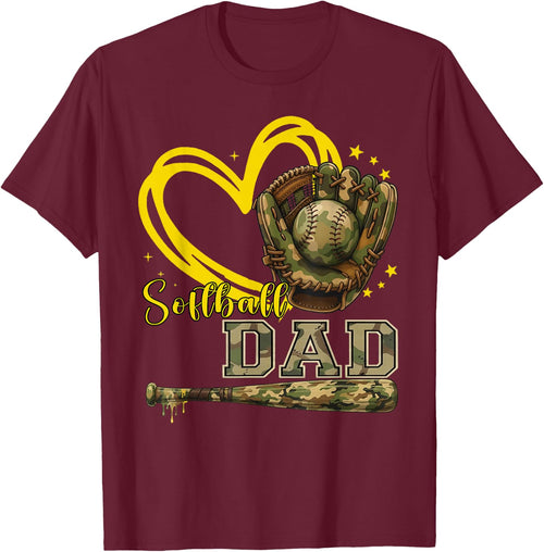 Softball Dad Camo Heart Father Daddy Papa Family Pride