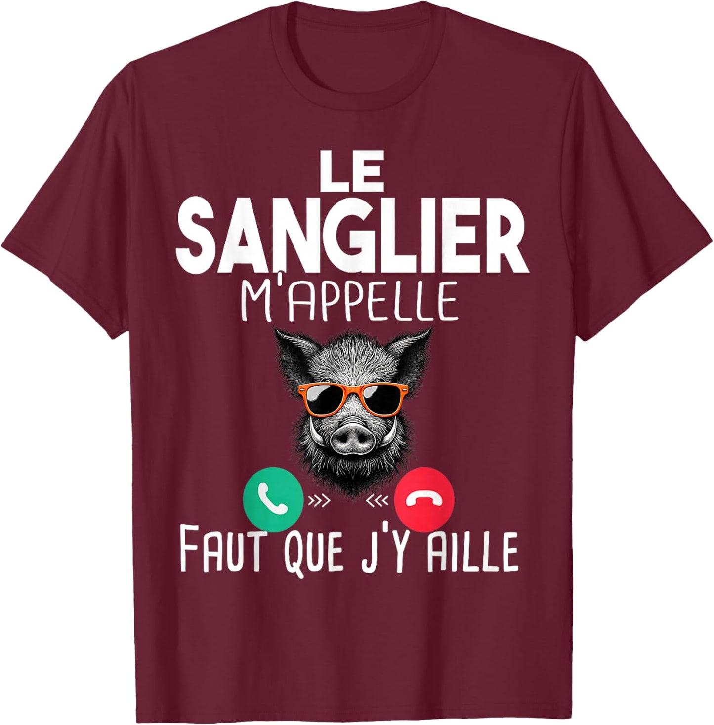 Boar Hunter Hunting Man Gift Humour Rifle Call T-Shirt - T-Shirt | Maroon