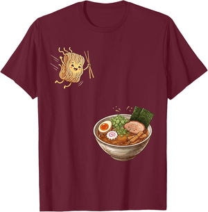 Funny Ramen Jumping Ramen Bowl Japanese Kawaii Anime Ramen T-Shirt - T-Shirt | Maroon