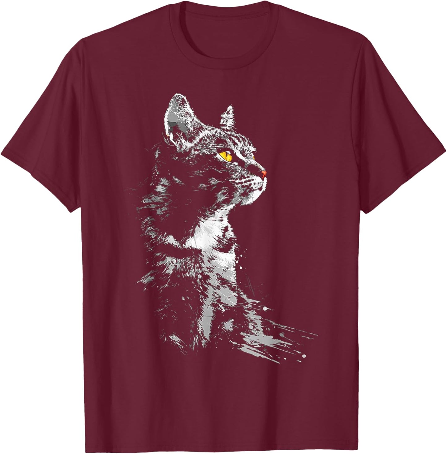 C@tLav Katzen-Grafik , , Schwarz, S, Kurzarm, Klassisch, Katzenmotiv, Katzenliebhaber, alle Altersgruppen T-Shirt - T-Shirt | Maroon