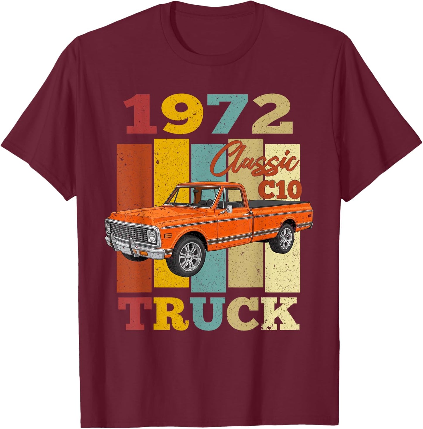 1972 C10 Truck Vintage 72 Silhouette Classic Old Hot Rod T-Shirt - T-Shirt | Maroon