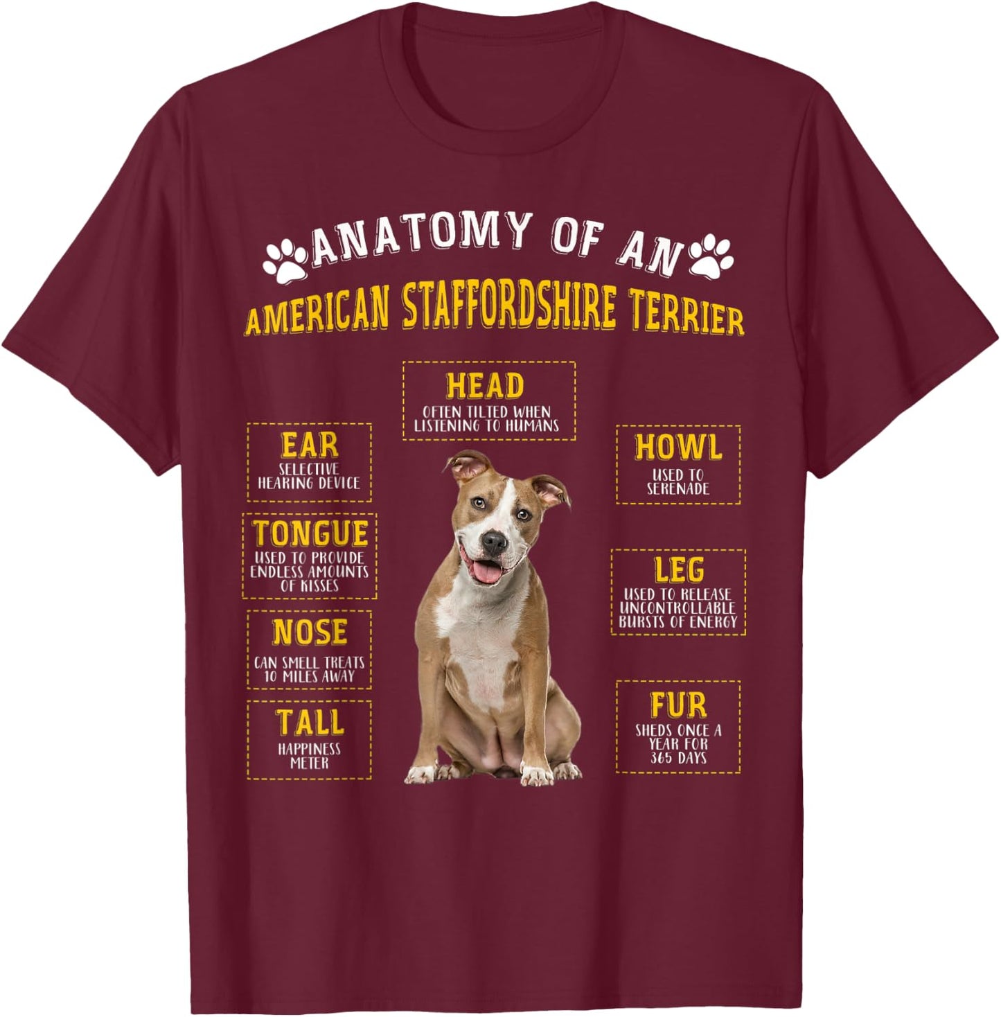 Lustige Anatomie AmStaff Geschenke für Frauen und Männer T-Shirt - T-Shirt | Maroon