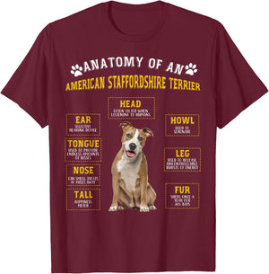 Lustige Anatomie AmStaff Geschenke für Frauen und Männer T-Shirt - T-Shirt | Maroon