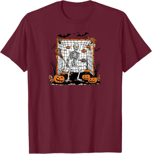 Halloween Lacrosse Skeleton Goalie T-Shirt - T-Shirt | Maroon