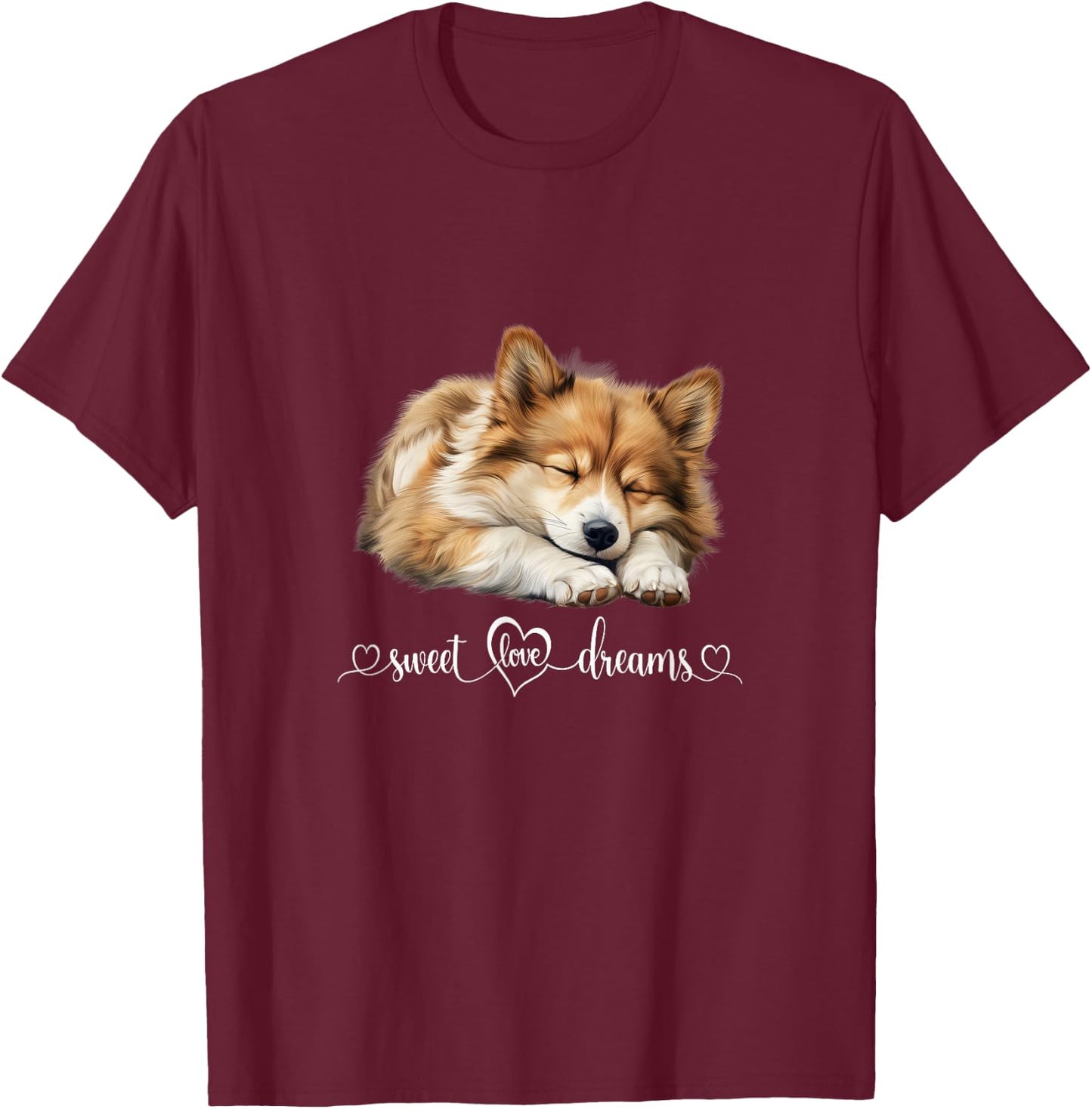 Cute Dog Graphic Dog Lover Icelandic Sheepdog Puppy Dog T-Shirt - T-Shirt | Maroon