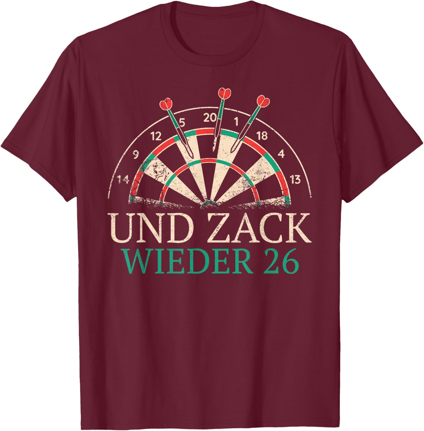 Dart and Zack Again 26 Darts T-Shirt - T-Shirt | Maroon