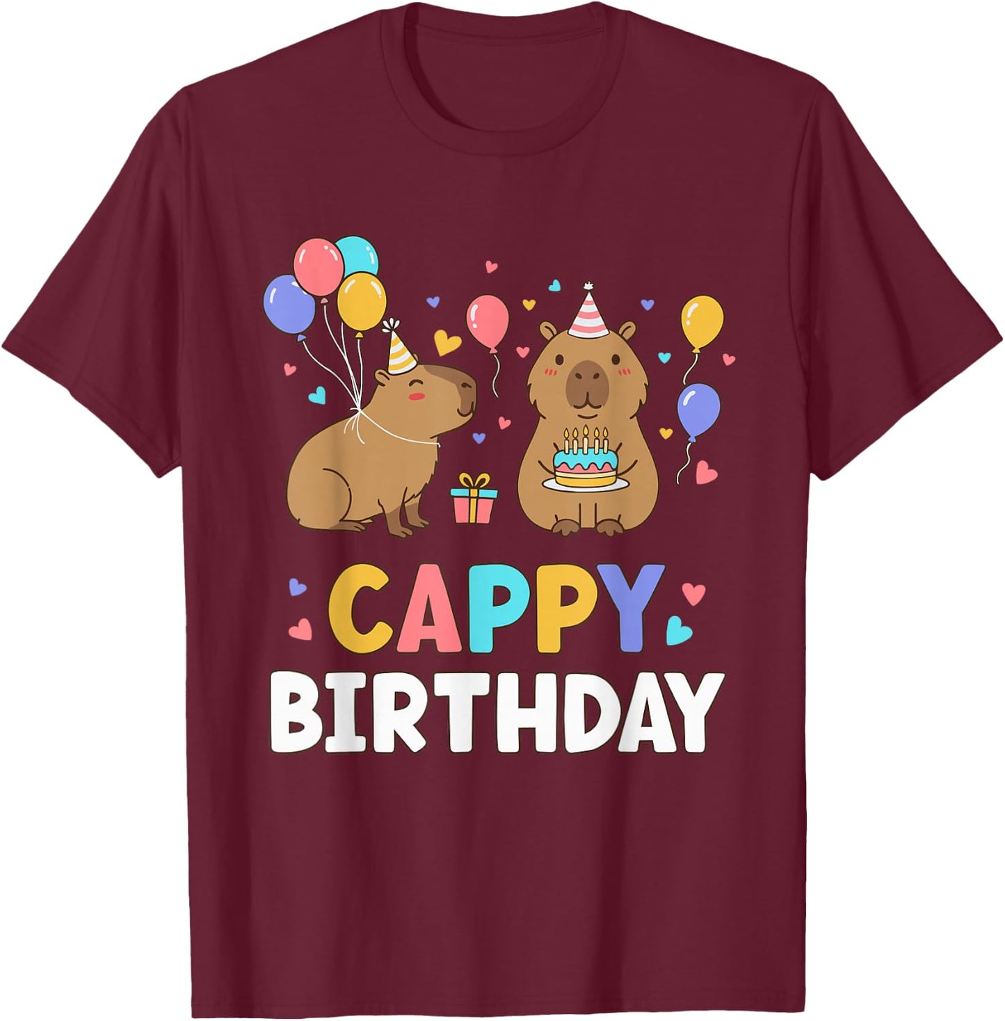 Alles Gute zum Geburtstag Capybara Kids Happy Birthday Mädchen Junge Bday T-Shirt - T-Shirt | Maroon
