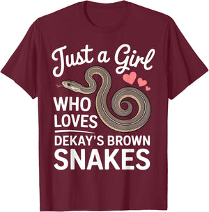Just A Girl Who Loves Dekay's Brown Snakes Herpetology T-Shirt - T-Shirt | Maroon