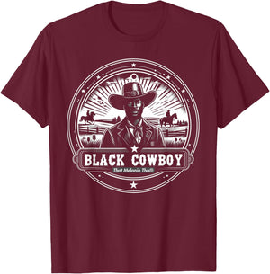 Black Cowboy African American History Afro Black Cowboy T-Shirt - T-Shirt | Maroon