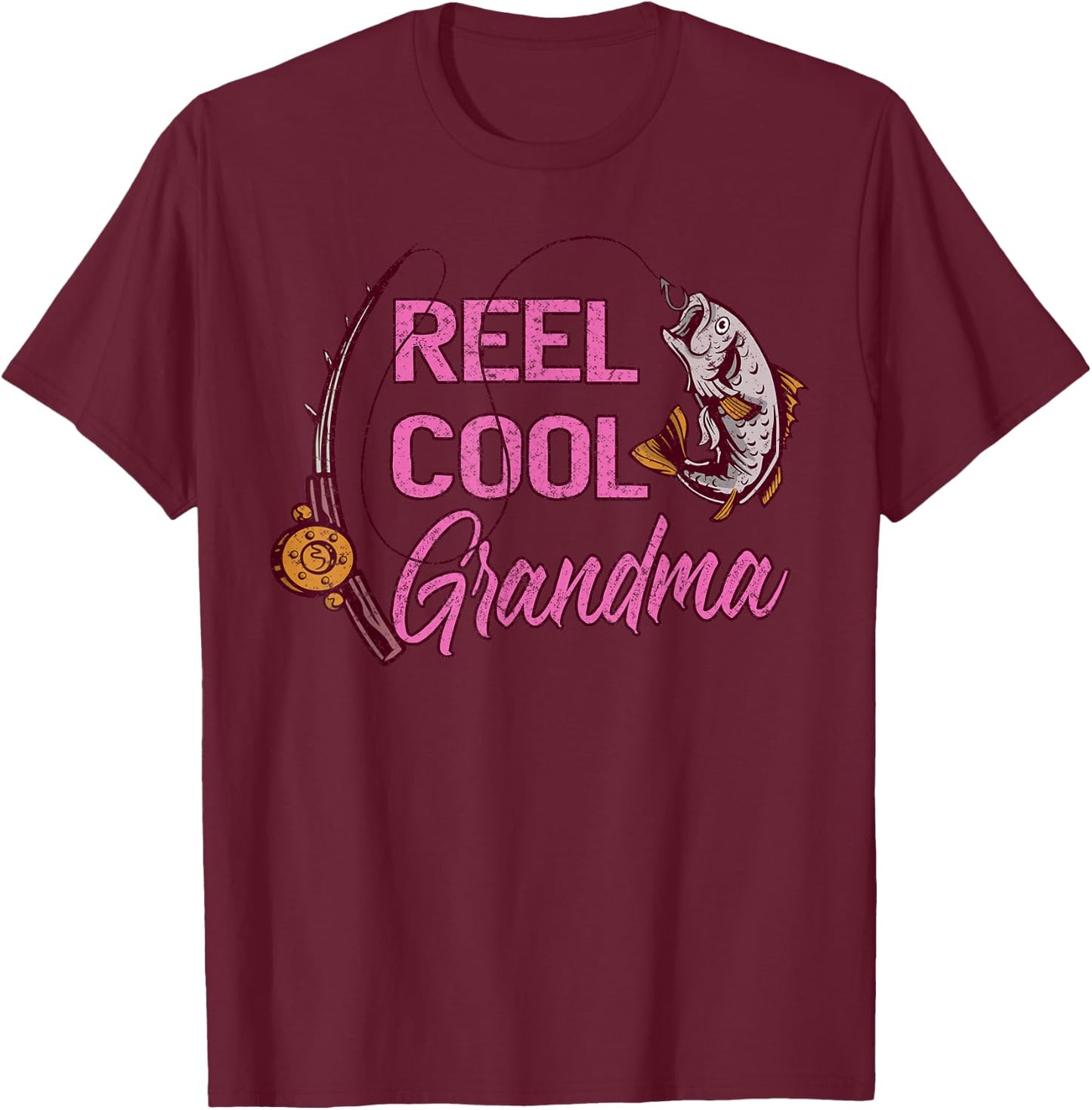 Reel Cool Grandma Woman Anglers Fishing T-Shirt - T-Shirt | Maroon