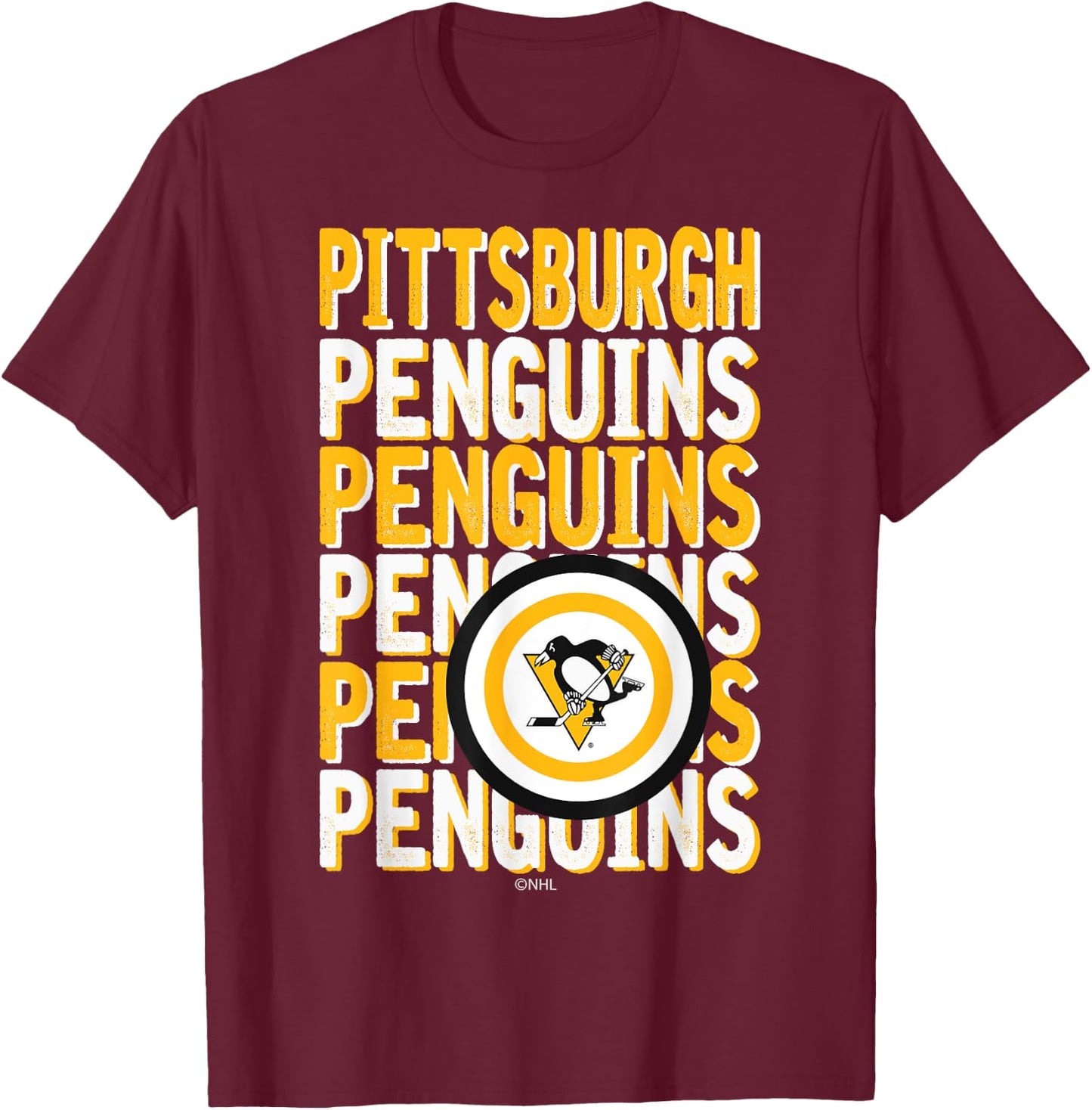 Pittsburgh Penguins Repeat Dark Heather Officially Licensed T-Shirt - T-Shirt | Maroon