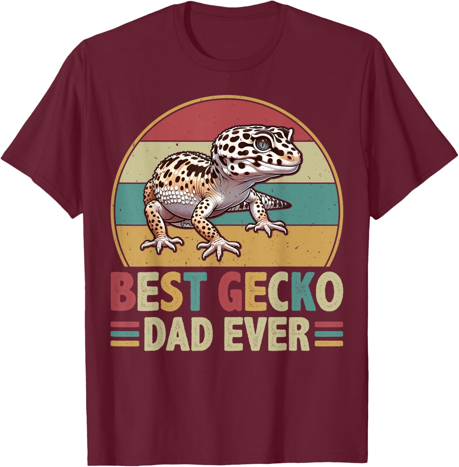 Best Gecko Dad Ever - Retro Leopard Gecko Lover Father's Day T-Shirt - T-Shirt | Maroon