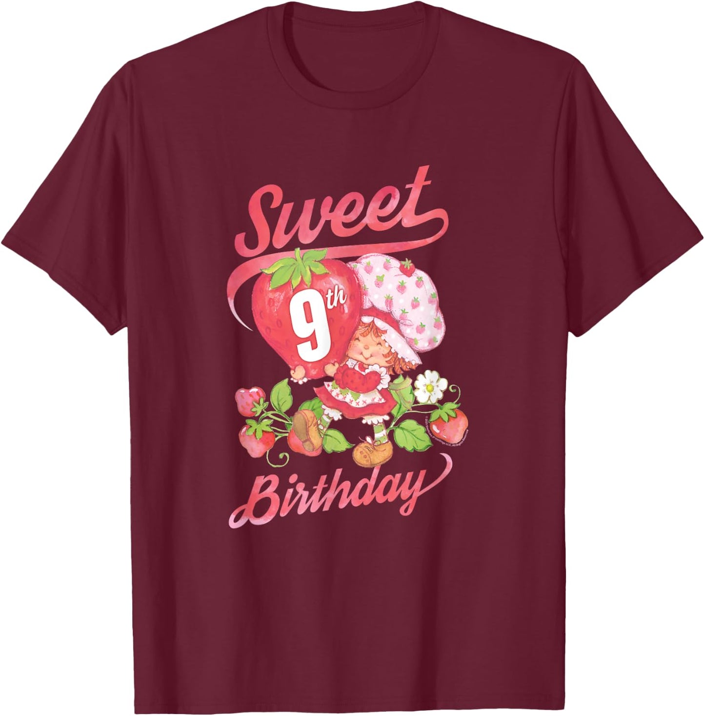 Strawberry Shortcake Vintage Sweet 9th Birthday T-Shirt - T-Shirt | Maroon