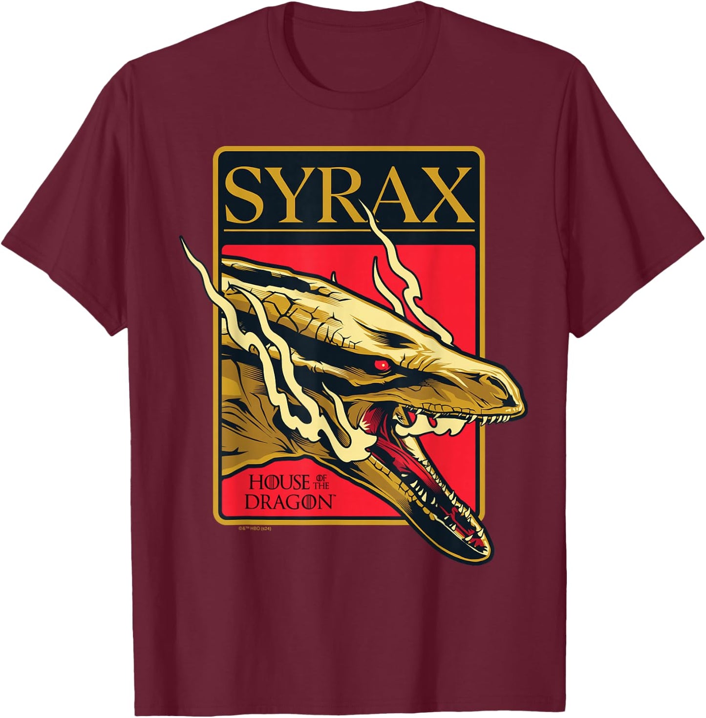 House Of The Dragon - Syrax Rhaenyra Targaryen Dragon T-Shirt - T-Shirt | Maroon