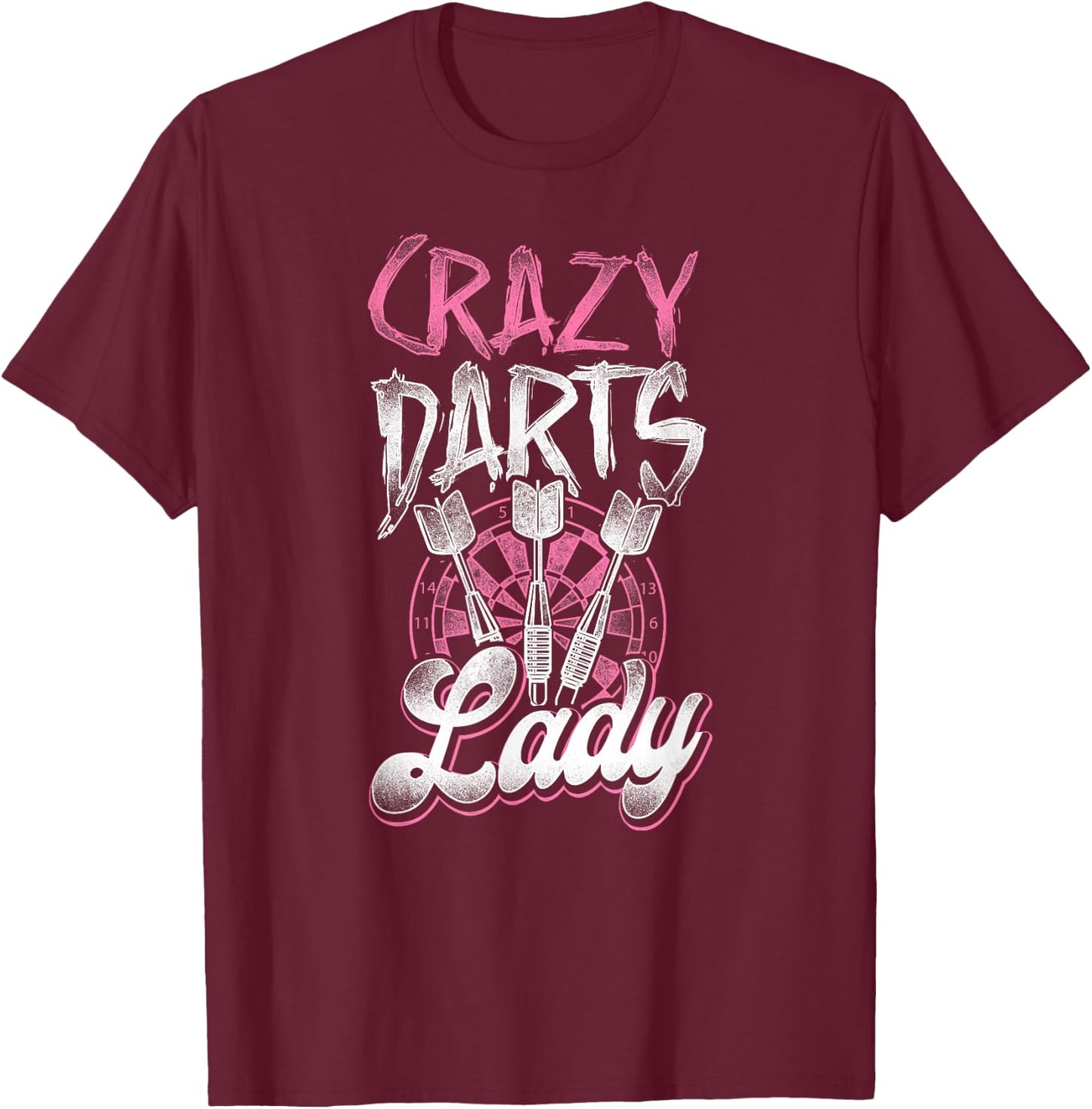 Darts Girls' Vintage Crazy Darts Lady , black T-Shirt - T-Shirt | Maroon