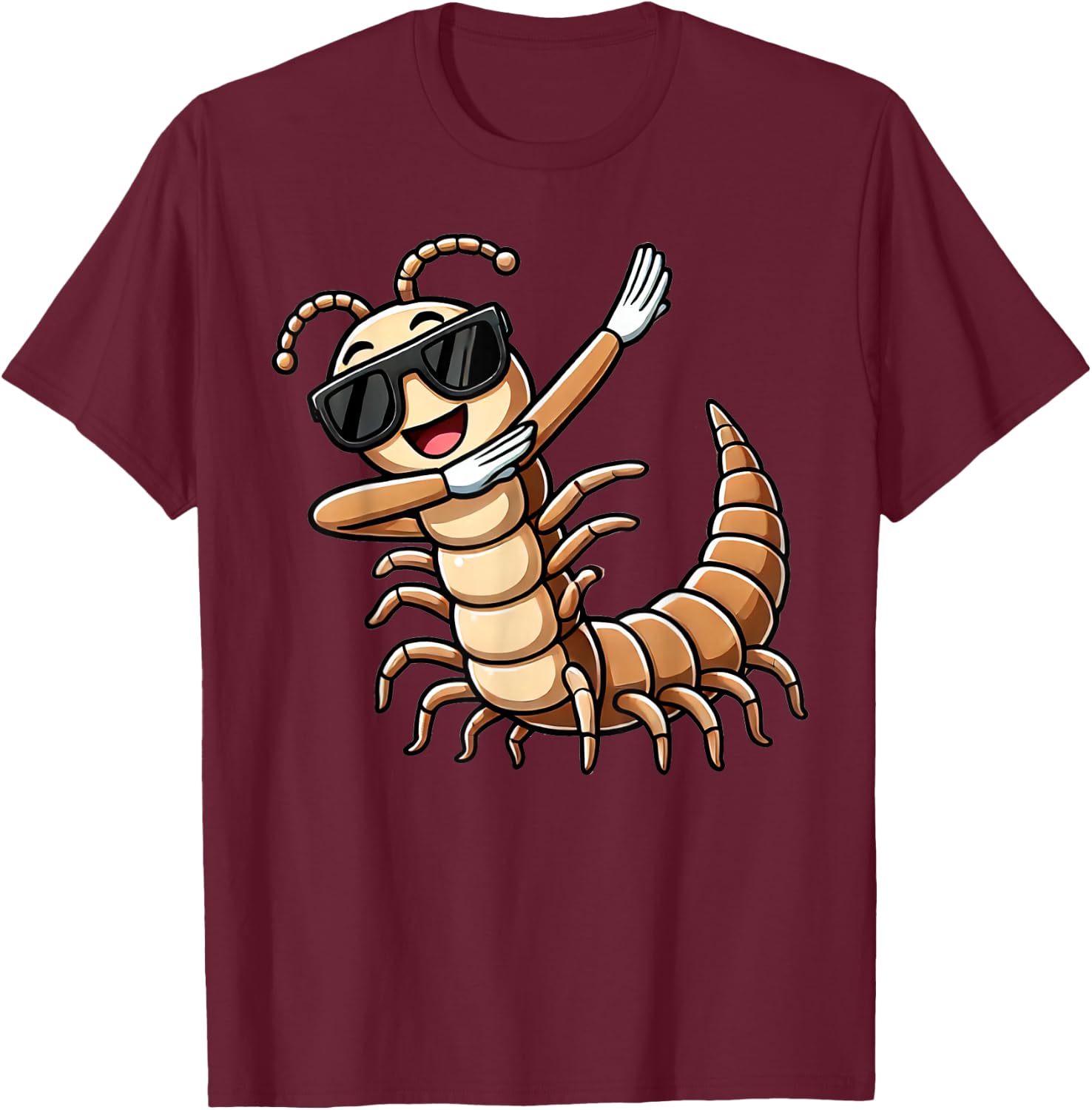 Dabbing Centipede Funny Insect with Centipede , black T-Shirt - T-Shirt | Maroon