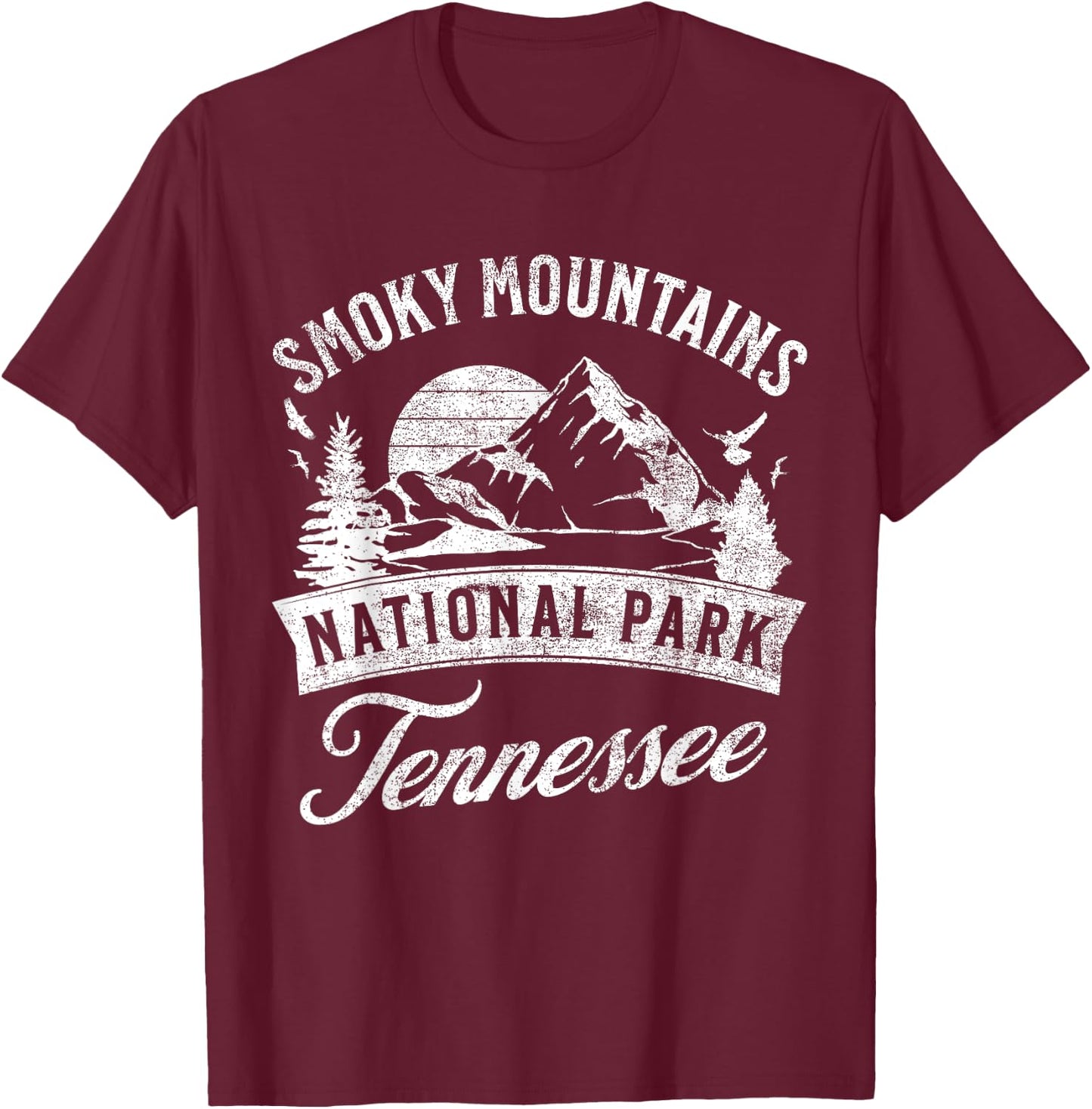 Great Smoky Mountains Nature Mountains Hiking Outdoors T-Shirt - T-Shirt | Maroon