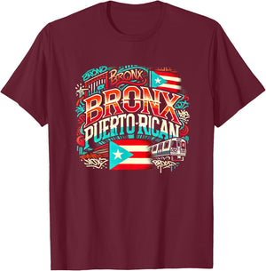 Bronx Puerto Rican Boricua Flag NYC Subway CarGraffiti Fun T-Shirt - T-Shirt | Maroon