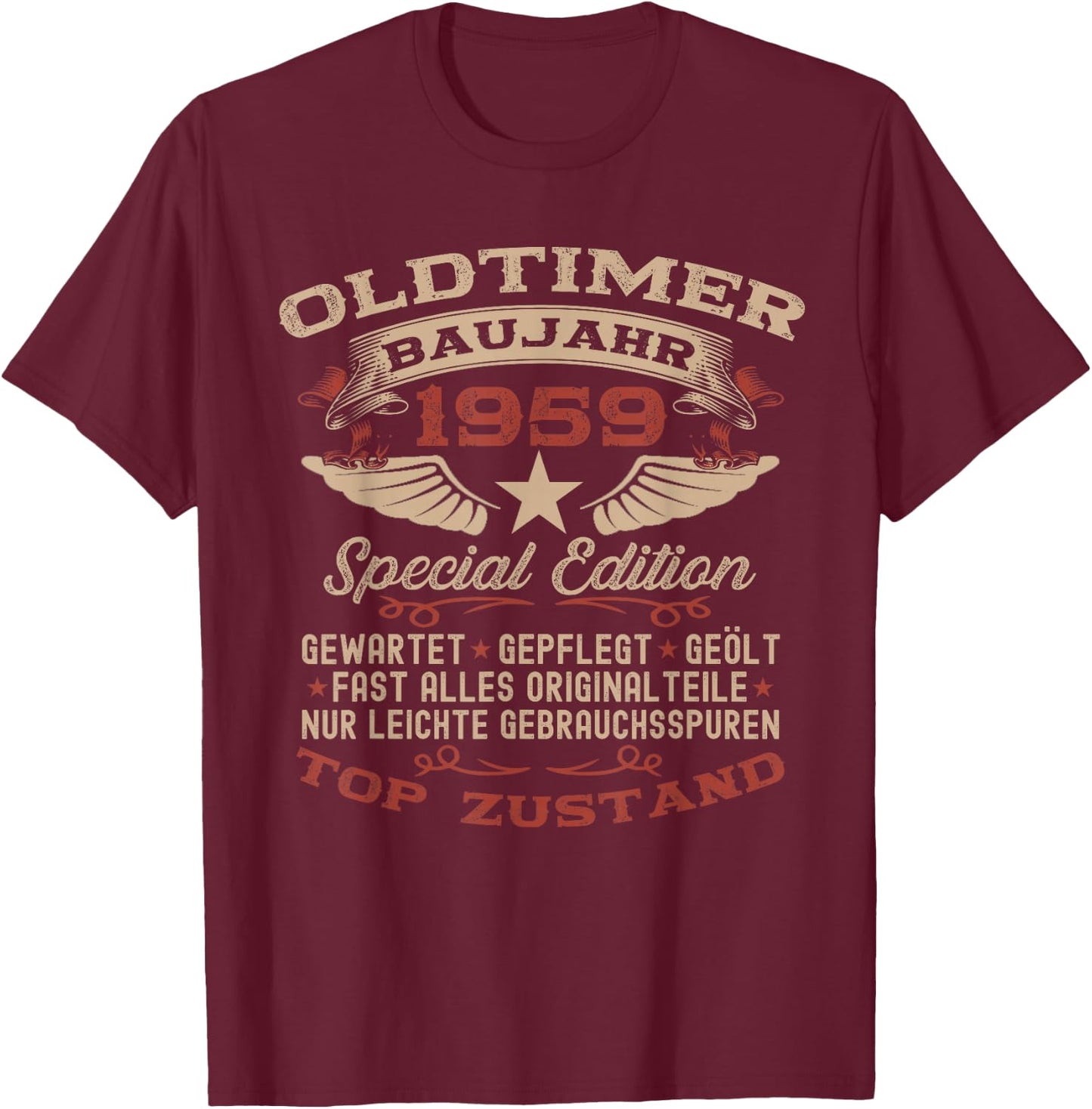 65th Birthday Gift Vintage 1959 Vintage Car Funny , black T-Shirt - T-Shirt | Maroon