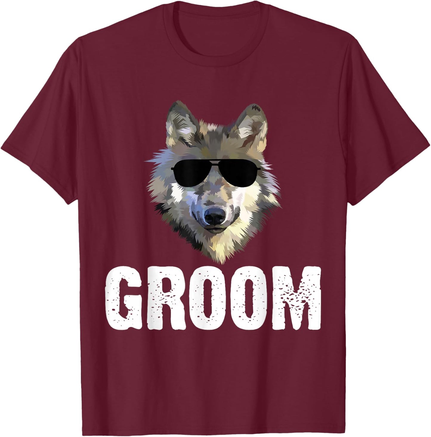 Grooms Wolfpack Bachelor Party Groomsmen Wedding Team T-Shirt - T-Shirt | Maroon