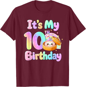 It's My 10th Birthday Kawaii Dumpling Anime Birthday Party T-Shirt - T-Shirt | Maroon