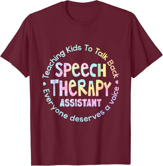 Speech Language Pathologist Speech Therapy Assistant Tie Dye T-Shirt - T-Shirt | Maroon