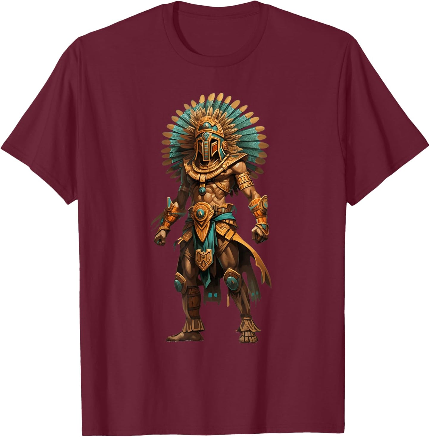 Aztec Jaguar Warrior Native Mexican Mythology Men Women T-Shirt - T-Shirt | Maroon