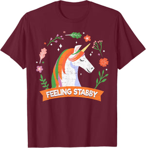 Feeling Stabby the unicorn shirt T-Shirt - T-Shirt | Maroon