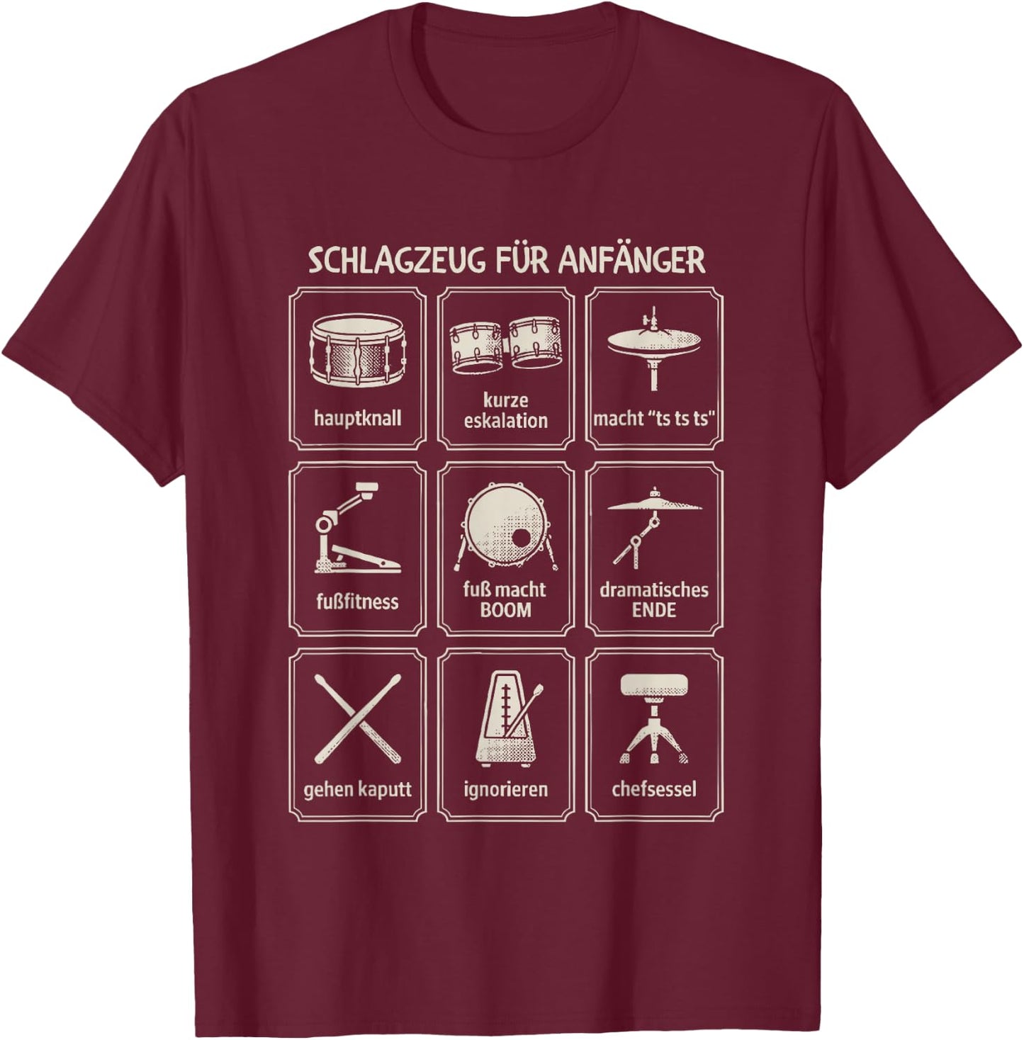 Schlagzeug für anfänger T-Shirt - T-Shirt | Maroon