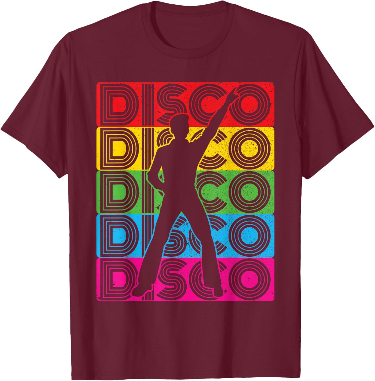 Disco Outfit Men's 70s & 80s Costume, Dance, Party | Disco , black, s T-Shirt - T-Shirt | Maroon