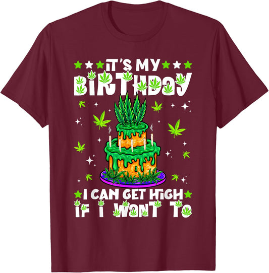 Funny Birthday Cannabis Marijuana 420 Cake Youth Dad T-Shirt - T-Shirt | Maroon