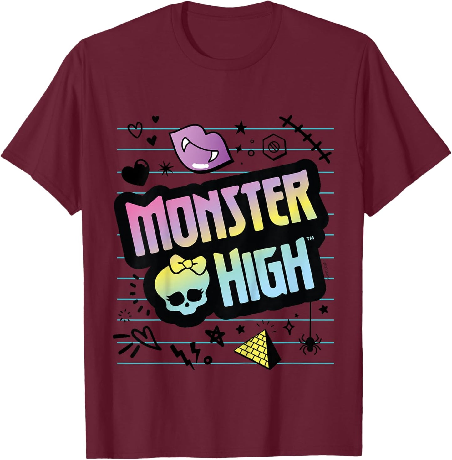 Children's Monster High - MH Skulltastic Logo , White T-Shirt - T-Shirt | Maroon