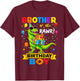 Brother of The Birthday Boy T-Rex Funny Dinosaur Boy Party T-Shirt - T-Shirt | Maroon