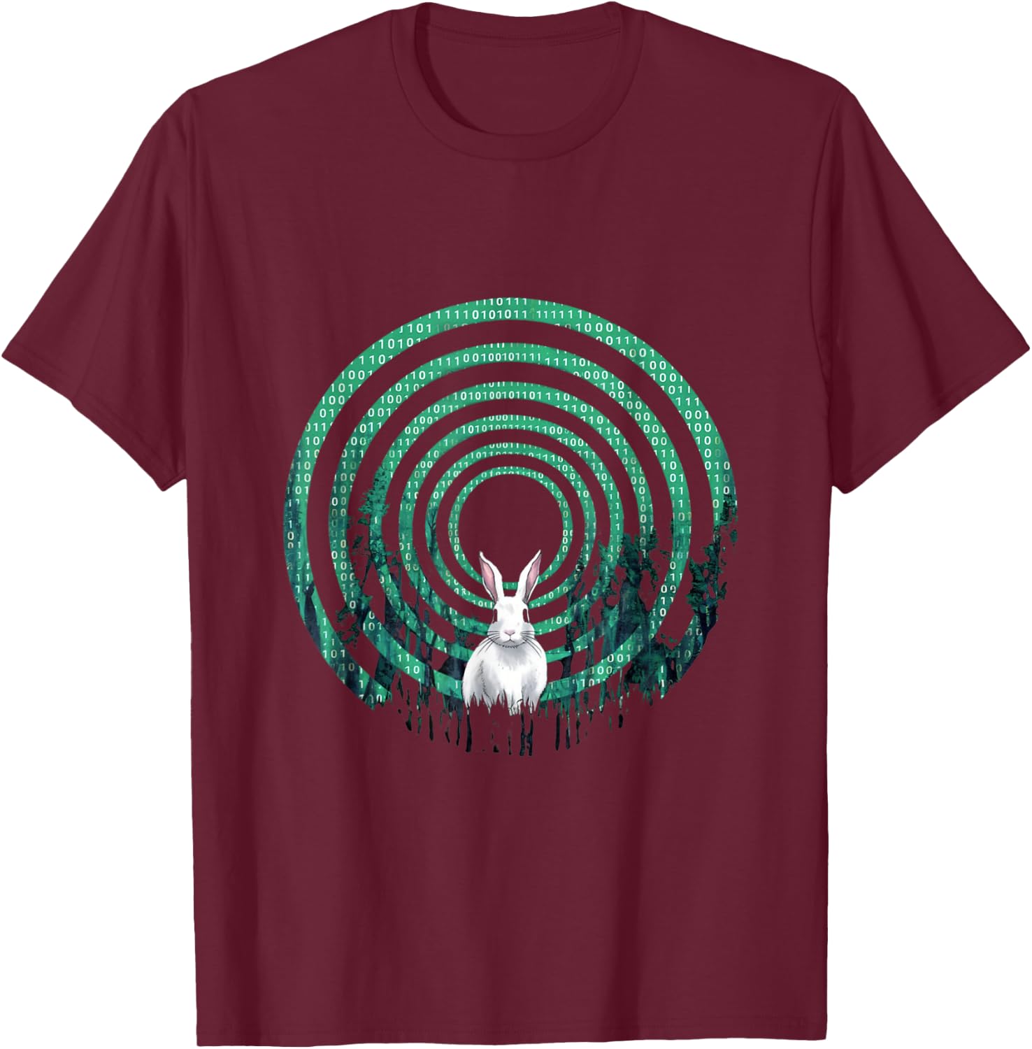 Conspiracy Theories Green Vortex Hole With Rabbit T-Shirt - T-Shirt | Maroon