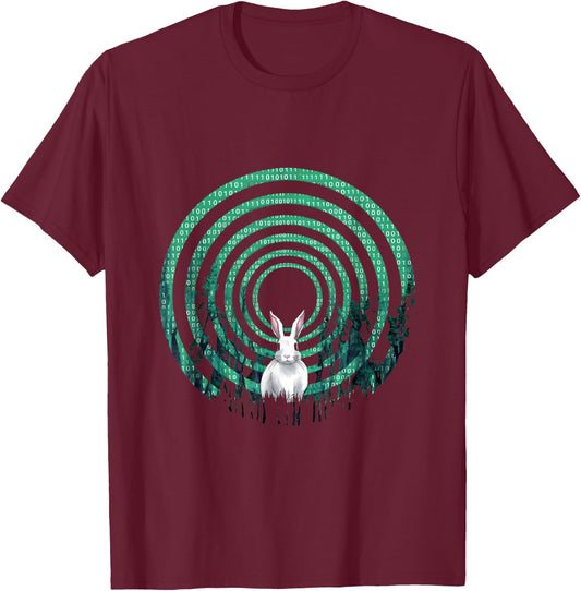 Conspiracy Theories Green Vortex Hole With Rabbit T-Shirt - T-Shirt | Maroon
