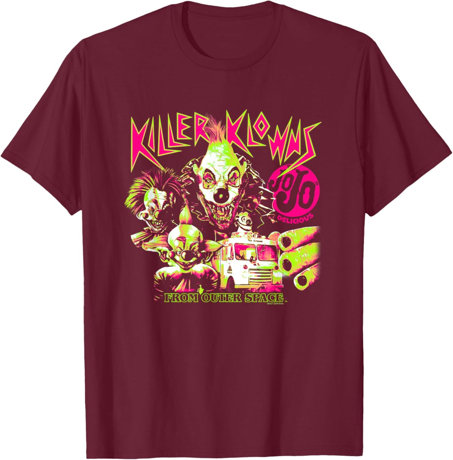 Killer Klowns from Outer Space JoJo Delicious Neon Poster , Black, S T-Shirt - T-Shirt | Maroon