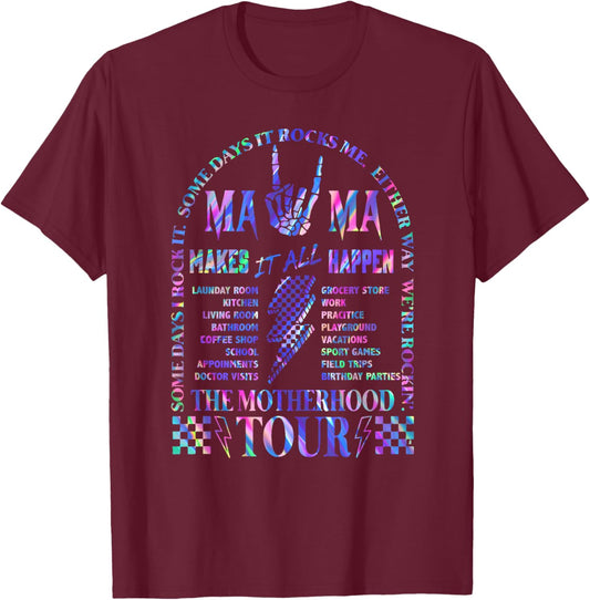 Mama Makes It All Happen Rocking The Motherhood Epic Glow T-Shirt - T-Shirt | Maroon