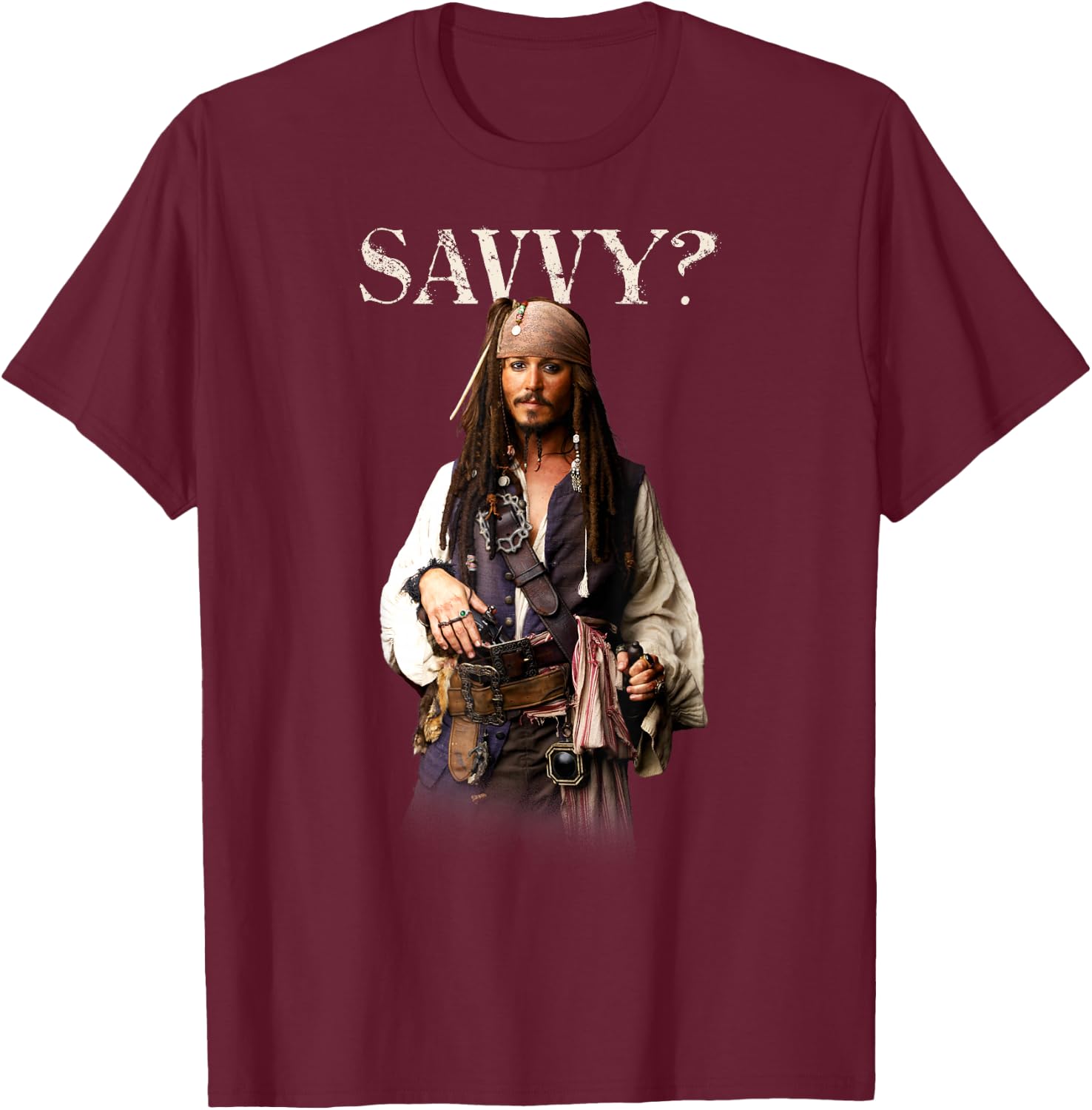 Disney Pirates of the Caribbean Captain Jack Savvy? T-Shirt - T-Shirt | Maroon